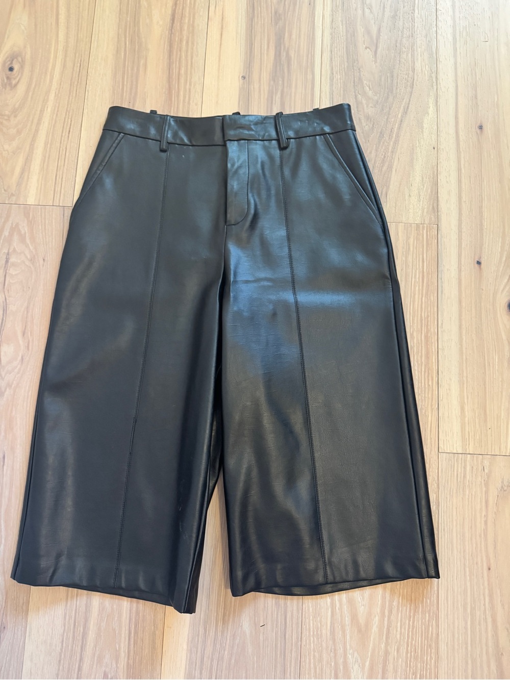 Women’s Black Faux Leather Bermuda Shorts
